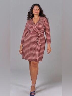 Tucker Rachel Wrap Dress Classic Teardrop Holly Red Cream Small S